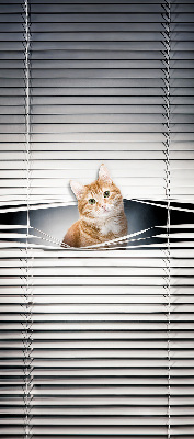 Tenda a rullo per porta finestra con fantasia a gatto rosso