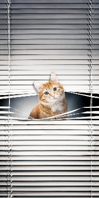 Tenda a rullo per porta finestra con fantasia a gatto rosso