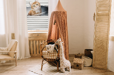Tenda a rullo per porta finestra con fantasia a gatto rosso