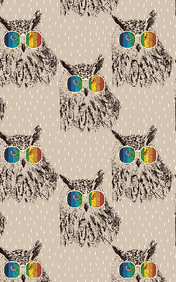 Tenda a rullo oscurante per porta finestra con fantasia di gufi con occhiali colorati