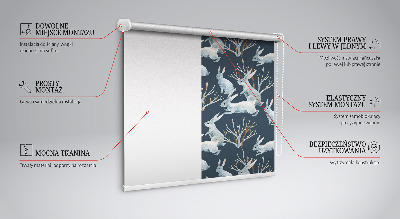 Tenda a rullo interna oscurante con fantasia a conigli e bastoncini