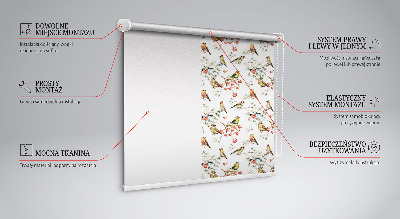 Tenda a rullo interna oscurante con fantasia di uccelli sui rami
