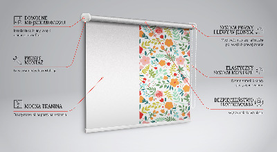 Tenda a rullo interna oscurante con fantasia a fiori dipinti