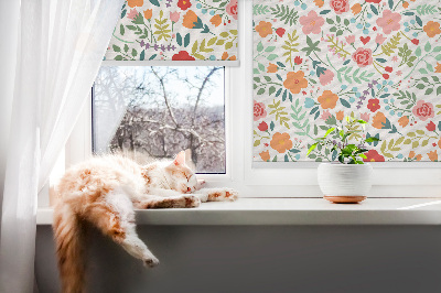 Tenda a rullo interna oscurante con fantasia a fiori dipinti