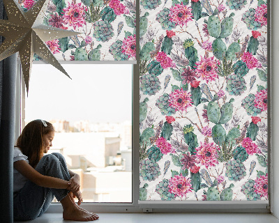 Tenda a rullo interna oscurante motivo fiore di cactus