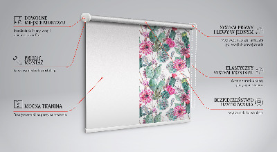 Tenda a rullo interna oscurante motivo fiore di cactus