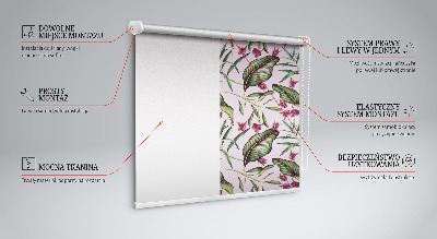 Tenda a rullo interna oscurante con stampa a foglie tropicali