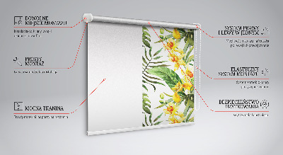 Tenda a rullo oscurante per finestra con fantasia a fiori gialli