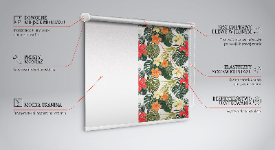 Tenda a rullo oscurante per porta finestra con motivo a fiori e foglie tropicali