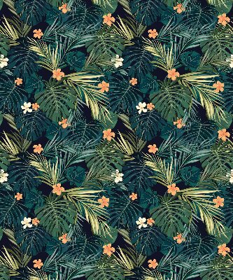 Tenda a rullo oscurante per finestra con fantasia di foglie e fiori tropicali