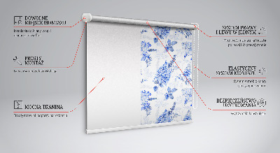 Tenda a rullo interna per finestra oscurante con fantasia a fiori blu