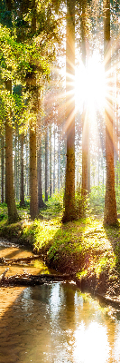 Tenda a rullo interna oscurante con stampa del sole che splende tra gli alberi