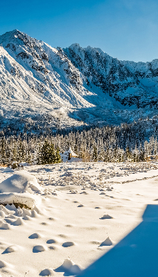 Tenda a rullo oscurante in tessuto con stampa a tema montagne