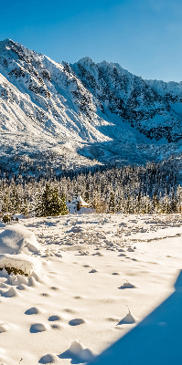 Tenda a rullo oscurante in tessuto con stampa a tema montagne