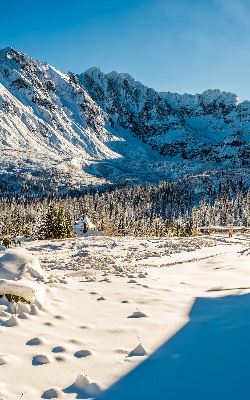 Tenda a rullo oscurante in tessuto con stampa a tema montagne