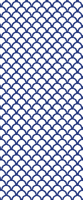 Tenda a rullo interna oscurante con fantasia a squame blu