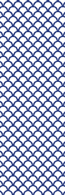 Tenda a rullo interna oscurante con fantasia a squame blu
