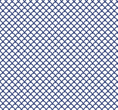 Tenda a rullo interna oscurante con fantasia a squame blu