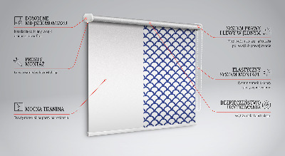 Tenda a rullo interna oscurante con fantasia a squame blu
