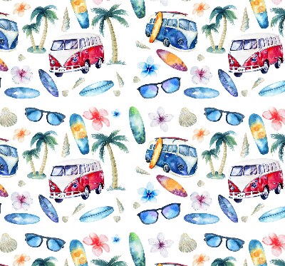 Tenda a rullo oscurante per porta finestra con stampa di auto e palme alle Hawaii