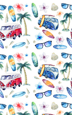 Tenda a rullo oscurante per porta finestra con stampa di auto e palme alle Hawaii