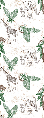 Tenda a rullo interna oscurante per finestra con fantasia di giraffe elefanti e foglie