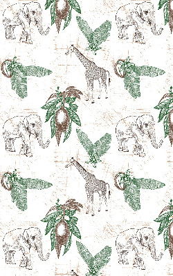 Tenda a rullo interna oscurante per finestra con fantasia di giraffe elefanti e foglie