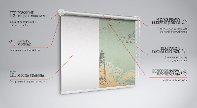 Tenda a rullo interna oscurante con stampa di una mappa dell'oceano