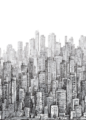 Tenda a rullo interna oscurante con fantasia città