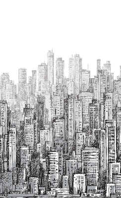 Tenda a rullo interna oscurante con fantasia città