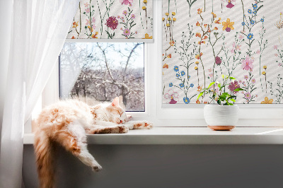 Tenda a rullo oscurante con fantasia di fiori colorati