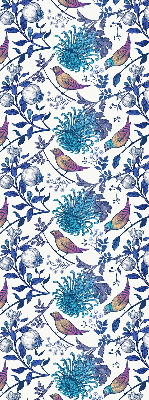 Tenda a rullo interna oscurante con stampa di fiori blu sull'albero