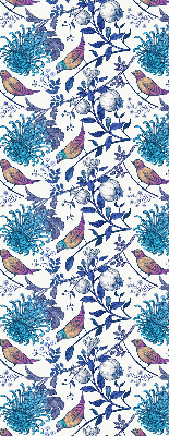 Tenda a rullo interna oscurante con stampa di fiori blu sull'albero
