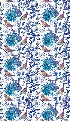 Tenda a rullo interna oscurante con stampa di fiori blu sull'albero
