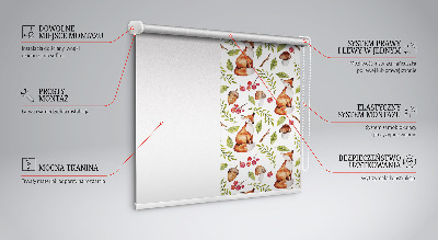 Tenda a rullo interna oscurante con fantasia di volpi funghi e foglie