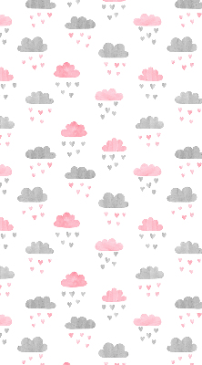 Tenda a rullo oscurante per finestra con fantasia di nuvole rosa e grigie
