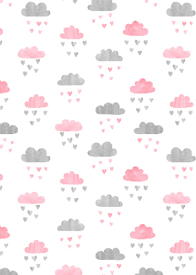 Tenda a rullo oscurante per finestra con fantasia di nuvole rosa e grigie