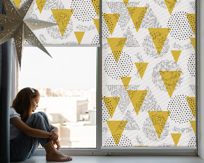 Tenda a rullo oscurante per finestra con motivo a triangoli e cerchi formati da punti