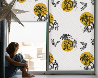Tenda a rullo interna oscurante con fantasia di frutta e cerchi gialli