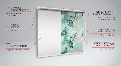 Tenda a rullo oscurante per porta finestra con fantasia a foglie tropicali
