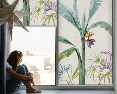 Tenda a rullo interna oscurante con fantasia natura esotica