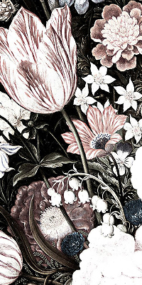 Tenda a rullo interna oscurante con fantasia a mazzo di fiori