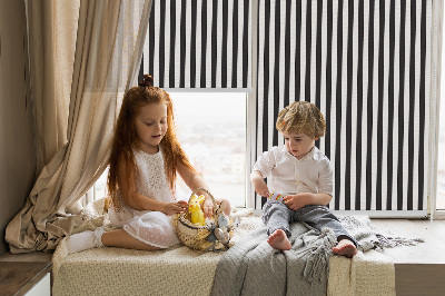 Tenda a rullo oscurante per finestra con fantasia a strisce bianche e nere