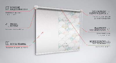 Tenda a rullo interna oscurante con motivo a squame colorate