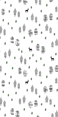 Tenda a rullo interna oscurante con disegno di alberi e cervi