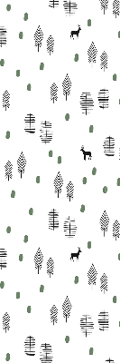 Tenda a rullo interna oscurante con disegno di alberi e cervi