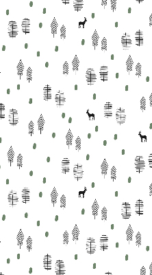 Tenda a rullo interna oscurante con disegno di alberi e cervi