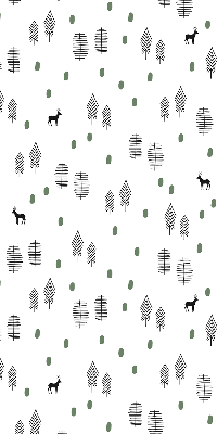 Tenda a rullo interna oscurante con disegno di alberi e cervi