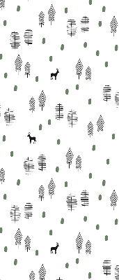 Tenda a rullo interna oscurante con disegno di alberi e cervi