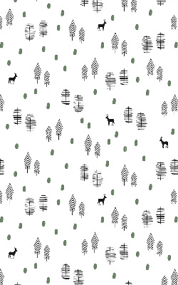 Tenda a rullo interna oscurante con disegno di alberi e cervi